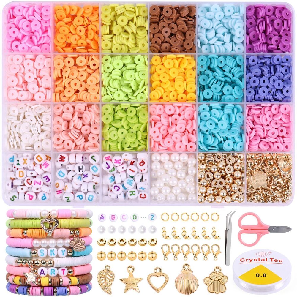 7620 4000pcs Clay Beads Bracelet Making Kit, Friendship Bracelet Kit
